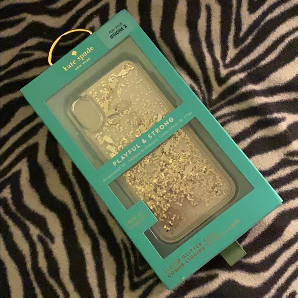 kate spade iPhone X Liquid Glitter Case NWT